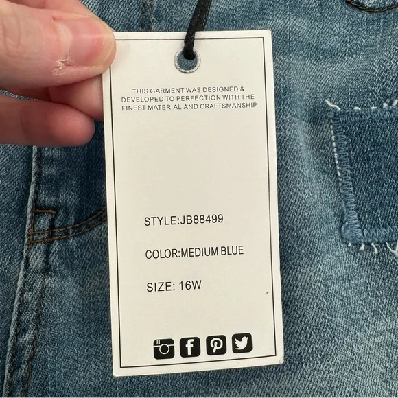 Judy Blue Women’s 16W Boyfriend Fit Jeans Patchwork‎ High Rise JB88499 NWT - Picture 10 of 13